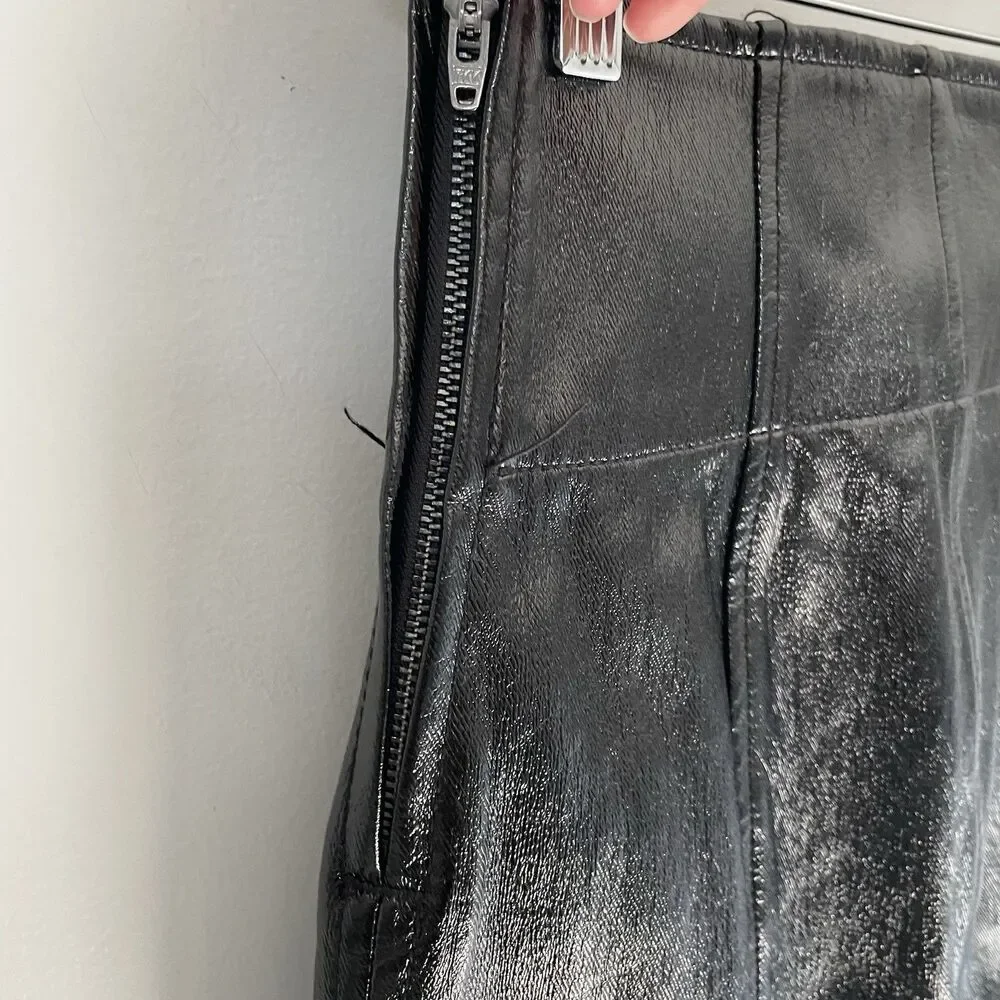 Free People Holding onto a Dream Faux Leather Glossy Mini Skirt Black Size 0